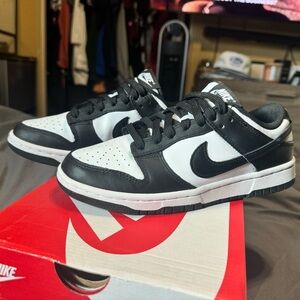 Nike dunk low black and white. Size 7.5 womens, size 6 mens.